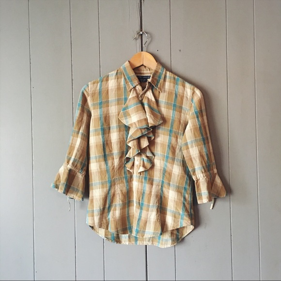 Ralph Lauren Tops - 🌙 New Ralph Lauren Ruffle front Plaid Shirt